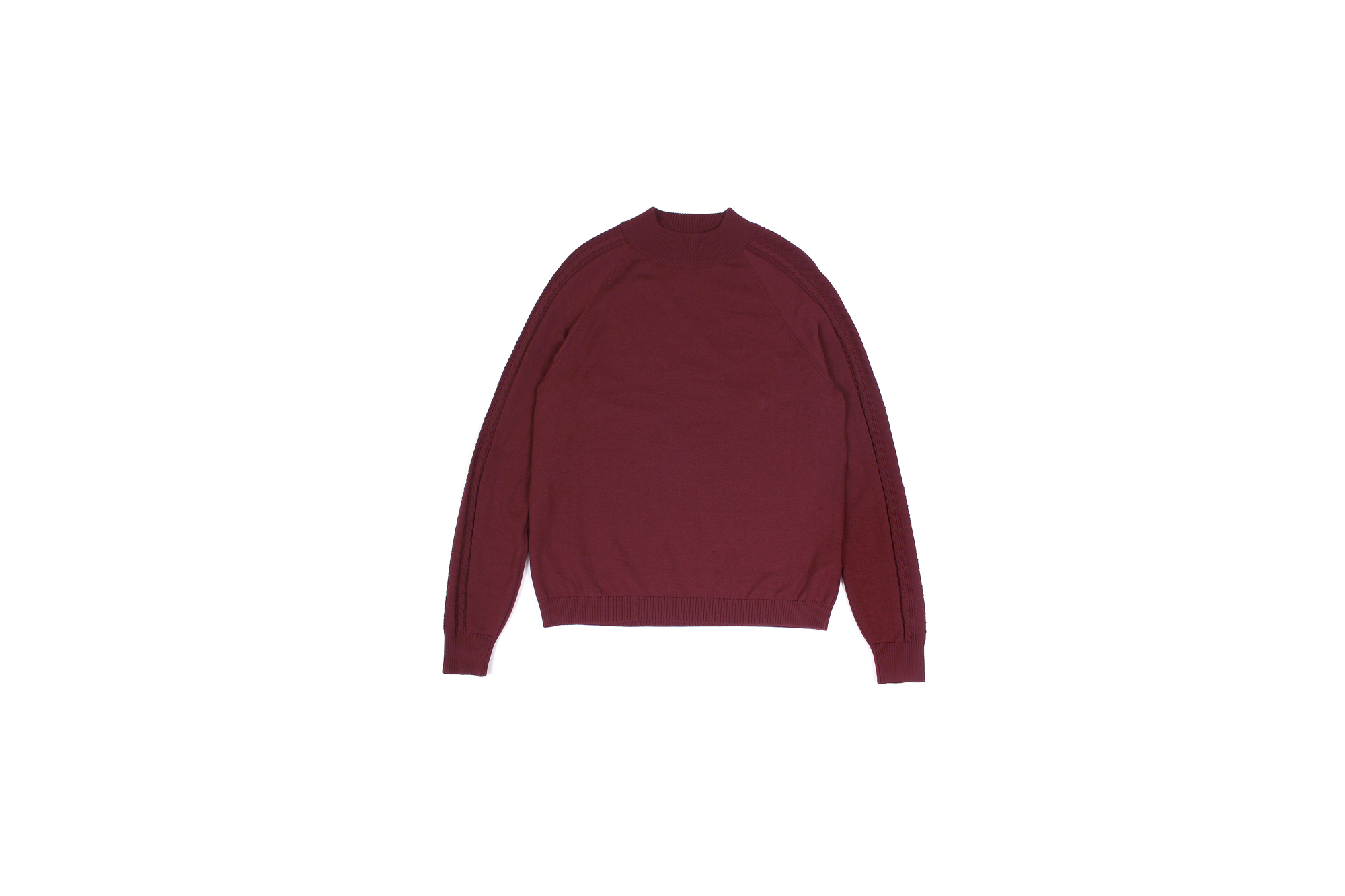 RIVORA (リヴォラ) SIDE CABLE Mock Neck Pull-Over (サイドケーブル モックネック プルオーバー) SUPER120s Wool サイドケーブル ウール モックネック セーター BORDEAUX (ボルドー・150) MADE IN JAPAN (日本製) 2021 秋冬 【Alto e Diritto 別注】【Special Model】Alto e Diritto altoediritto アルトエデリット