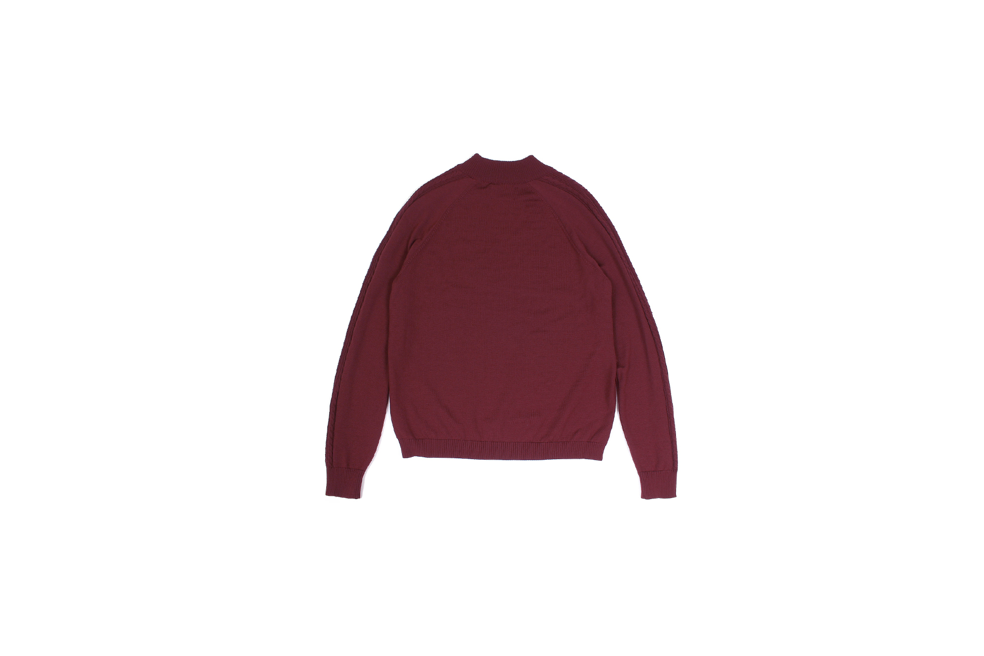 RIVORA (リヴォラ) SIDE CABLE Mock Neck Pull-Over (サイドケーブル モックネック プルオーバー) SUPER120s Wool サイドケーブル ウール モックネック セーター BORDEAUX (ボルドー・150) MADE IN JAPAN (日本製) 2021 秋冬 【Alto e Diritto 別注】【Special Model】Alto e Diritto altoediritto アルトエデリット