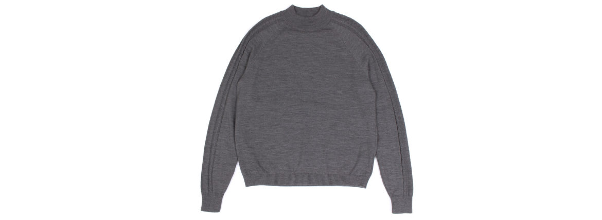 RIVORA (リヴォラ) SIDE CABLE Mock Neck Pull-Over (サイドケーブル モックネック プルオーバー) SUPER120s Wool サイドケーブル ウール モックネック セーター GRAY (グレー・020) MADE IN JAPAN (日本製) 2021 秋冬 【Alto e Diritto 別注】【Special Model】Alto e Diritto altoediritto アルトエデリット