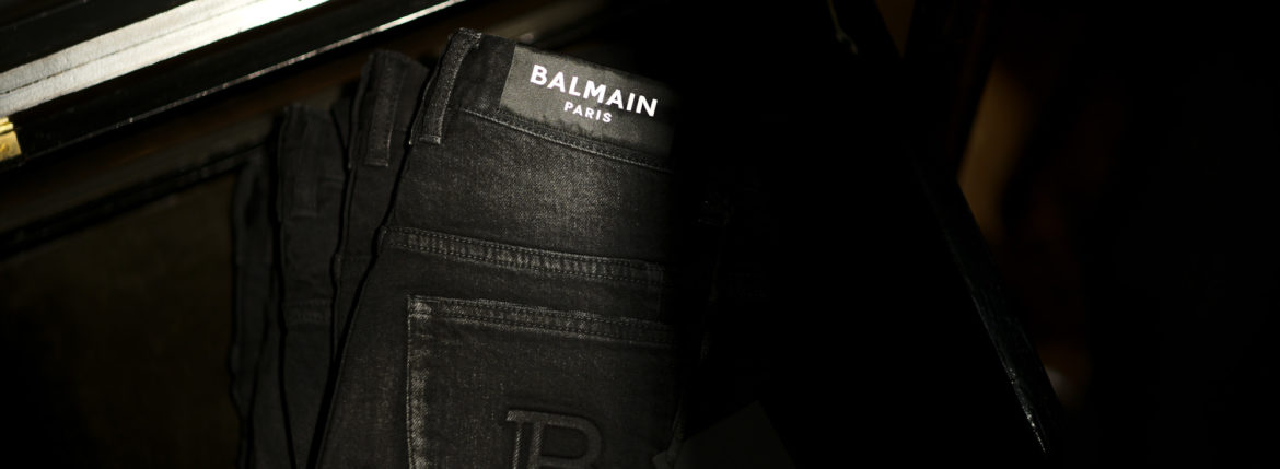 BALMAIN（バルマン）SKINNY COTTON SLIM CUT JEANS (スキニー コットン スリムカット ジーンズ) ストレッチ スキニー デニムパンツ NOIR (ブラック) MADE IN JAPAN (日本製) 2021 秋冬 愛知 名古屋 Alto e Diritto altoediritto アルトエデリット バルマンデニム デニムバルマン ブラックデニム