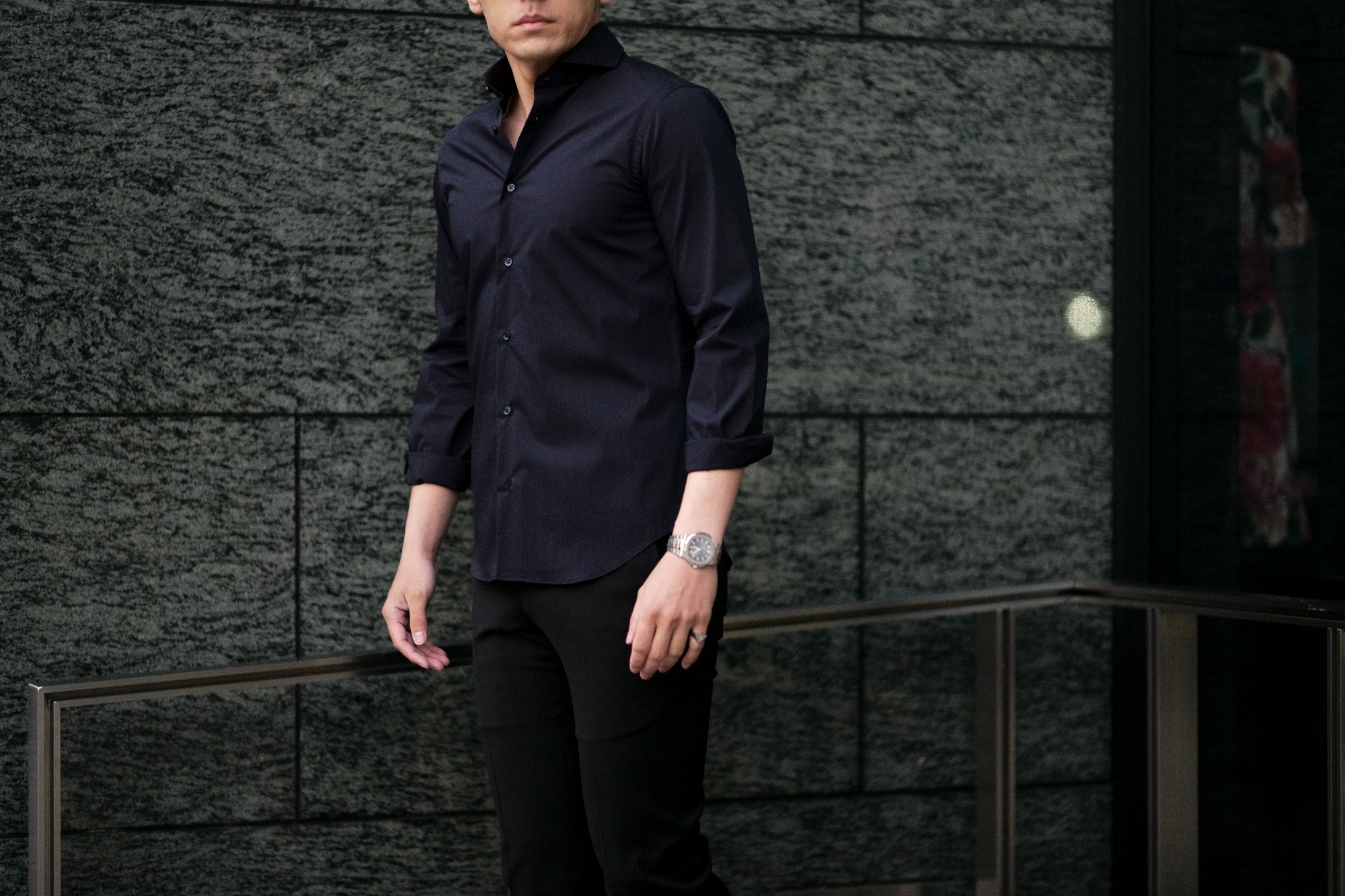 cuervo bopoha(クエルボ ヴァローナ) Sartoria Collection (サルトリア コレクション) Riot (ライオット) STRETCH COTTON ストレッチコットン シャツ NAVY(ネイビー) MADE IN ITALY (イタリア製) 2021 春夏 愛知 名古屋 Alto e Diritto altoediritto アルトエデリットストレッチシャツ イタリアシャツ