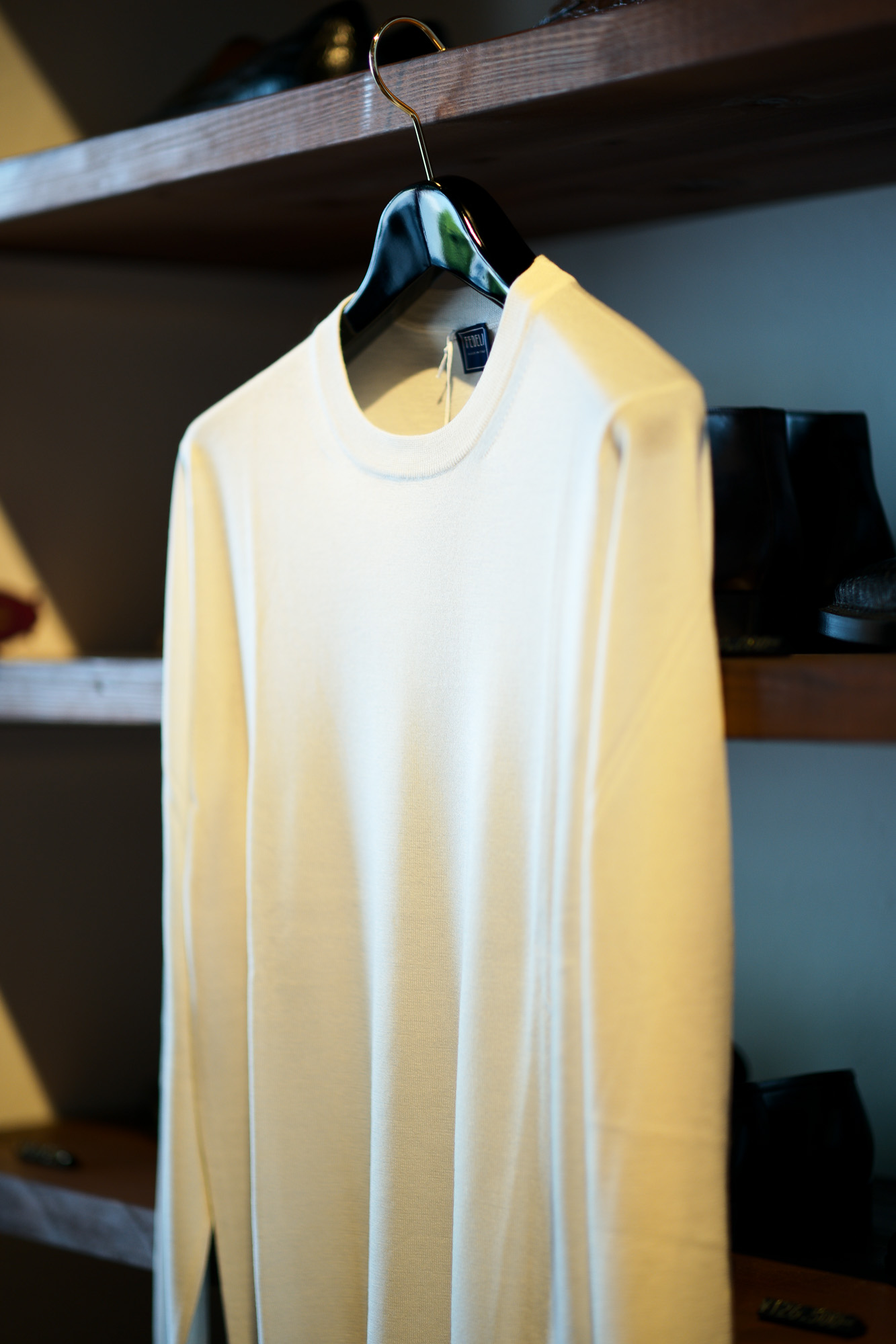 FEDELI (フェデリ) Silk Cashmere Crew Neck Sweater シルクカシミア クルーネック セーター WHITE