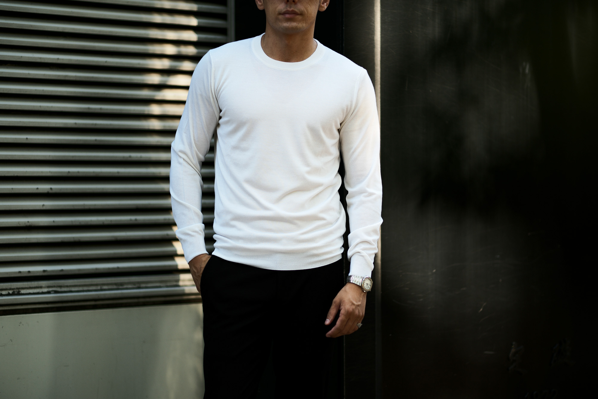 FEDELI (フェデリ) Silk Cashmere Crew Neck Sweater シルクカシミア クルーネック セーター WHITE (ホワイト・22) made in italy (イタリア製) 2021 秋冬新作 【入荷しました】【フリー分発売開始】愛知 名古屋 Alto e Diritto altoediritto アルトエデリット シルカシニット