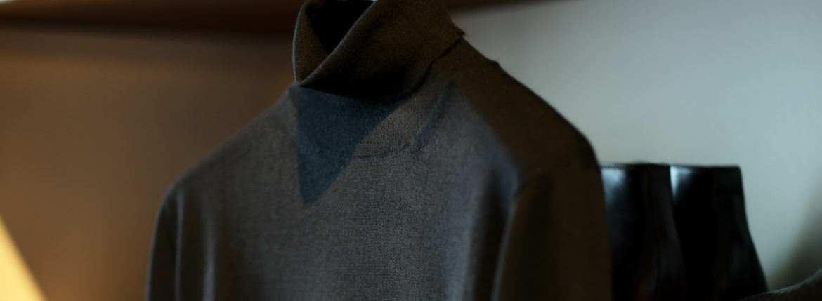 FEDELI (フェデリ) Silk Cashmere Turtle Neck Sweater シルクカシミア タートルネック セーター BLACK (ブラック・9) made in italy (イタリア製) 2021 秋冬新作 愛知 名古屋 Alto e Diritto altoediritto アルトエデリット シルカシニット