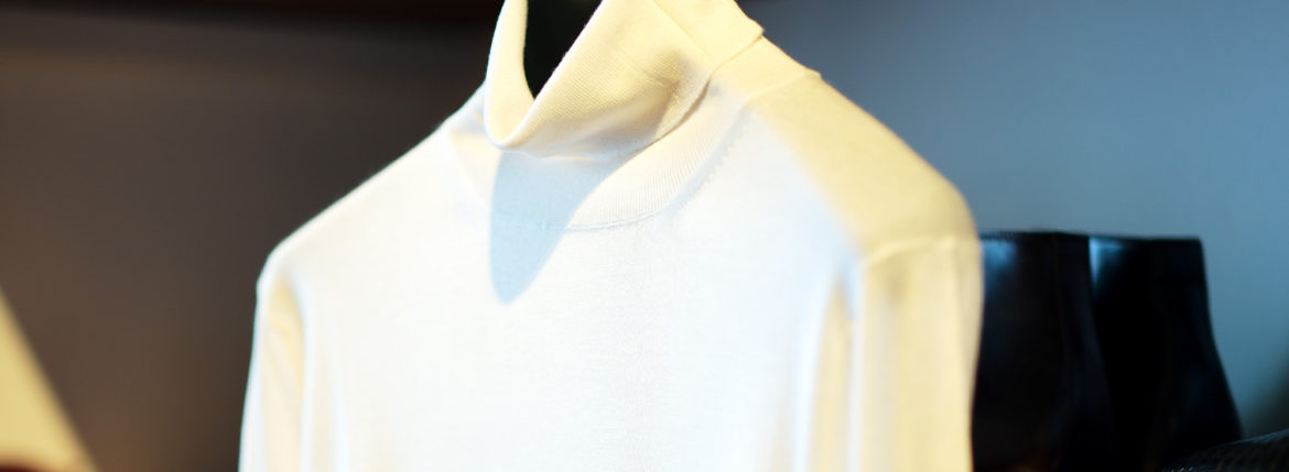 FEDELI (フェデリ) Silk Cashmere Turtle Neck Sweater シルクカシミア タートルネック セーター WHITE (ホワイト・22) made in italy (イタリア製) 2021 秋冬新作 愛知 名古屋 Alto e Diritto altoediritto アルトエデリット シルカシニット