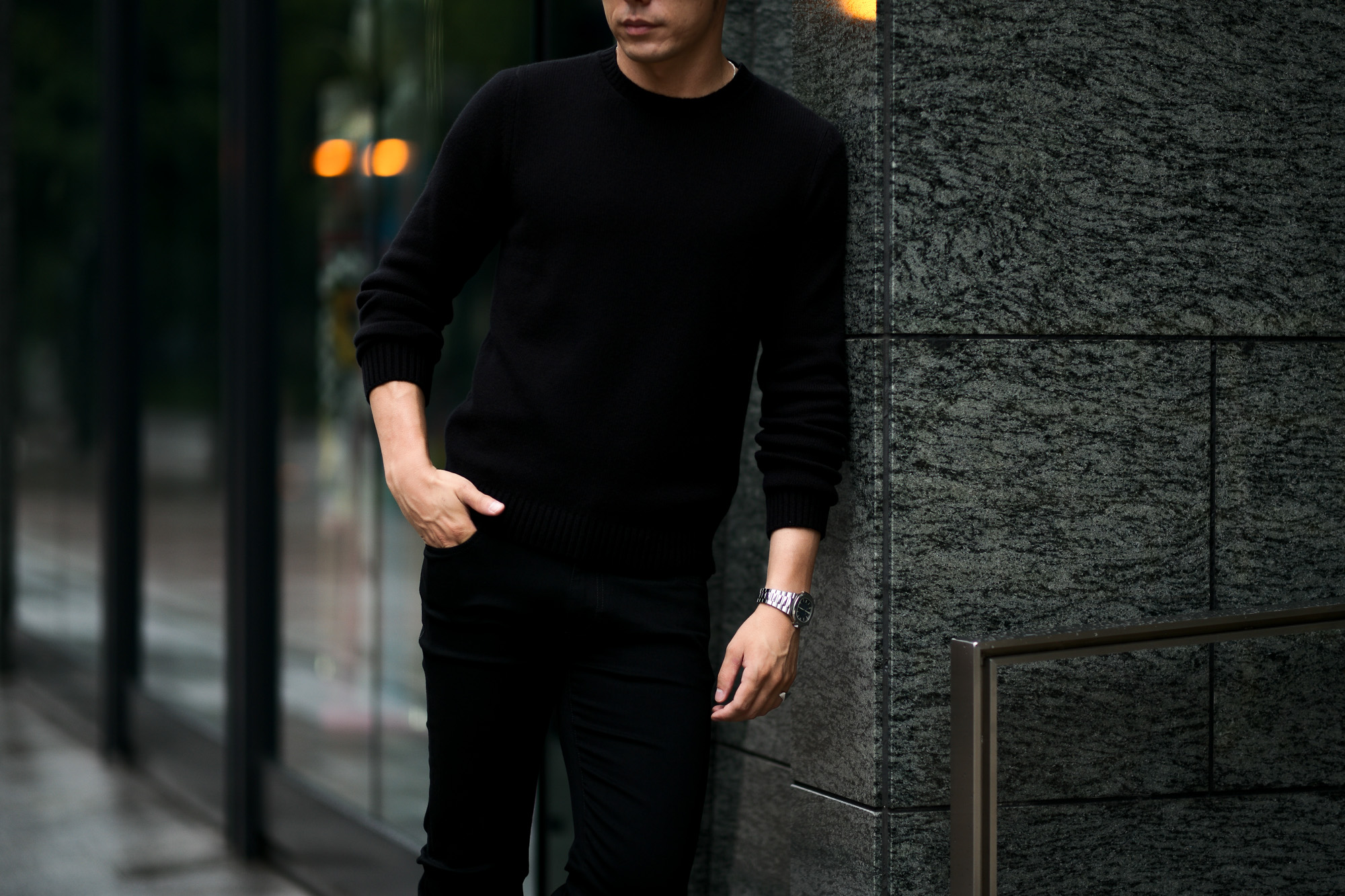 MONARO Loropiana Baby Cashmere 100% Crew Neck Sweater BLACK 2021AW MONARO (モナーロ) Baby Cashmere Crew Neck Sweater (ベビーカシミヤ クルーネック セーター) Loropiana (ロロピアーナ) Baby Cashmere 100% 7ゲージ ベビーカシミヤ ニット セーター BLACK (ブラック) MADE IN ITALY  愛知 名古屋 Alto e Diritto altoediritto アルトエデリット スペシャルモデル ミドルゲージ