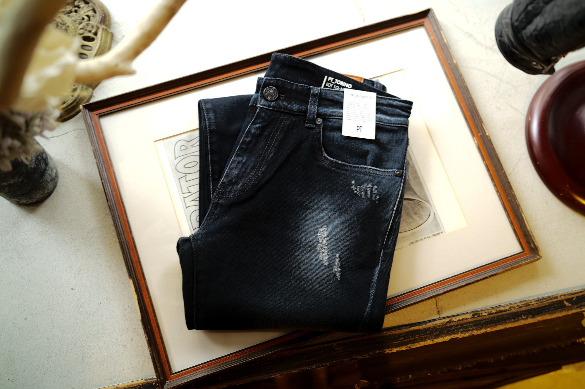 PT TORINO DENIM (ピーティートリノデニム) ROCK (ロック) SKINNY FIT (スキニーフィット) ストレッチ クラッシュ デニムパンツ BLACK CRUSH(ブラッククラッシュ・MB07) 2021秋冬新作  愛知 名古屋 Alto e Diritto altoediritto アルトエデリット ジーンズ デニム ブラックデニム グレーデニム