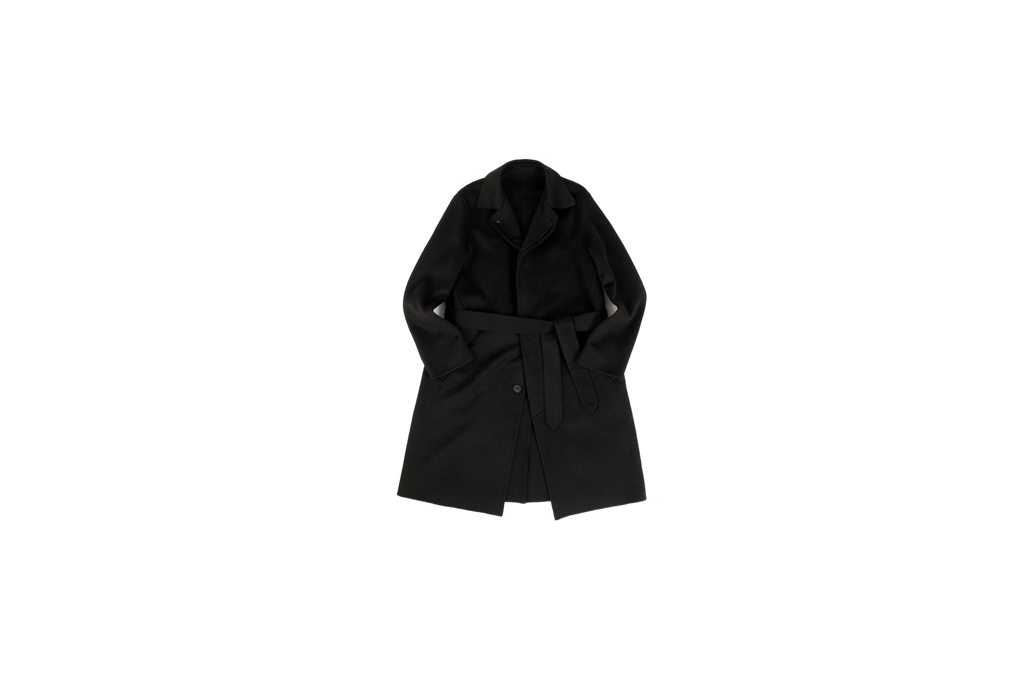 Finjack (フィンジャック) Cashmere Double Face Belted coat カシミア ダブルフェイス ベルテッド バルカラー コート BLACK (ブラック) MADE IN JAPAN (日本製) 2021 秋冬新作 愛知 名古屋 Alto e Diritto altoediritto アルトエデリット コート