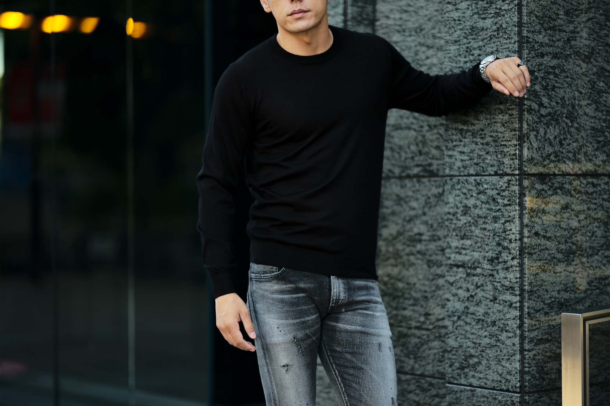 FEDELI (フェデリ) Silk Cashmere Crew Neck Sweater シルクカシミア クルーネック セーター BLACK (ブラック・9)made in italy (イタリア製) 2021 秋冬新作 【入荷しました】【フリー分発売開始】愛知 名古屋 Alto e Diritto altoediritto アルトエデリット シルカシニット