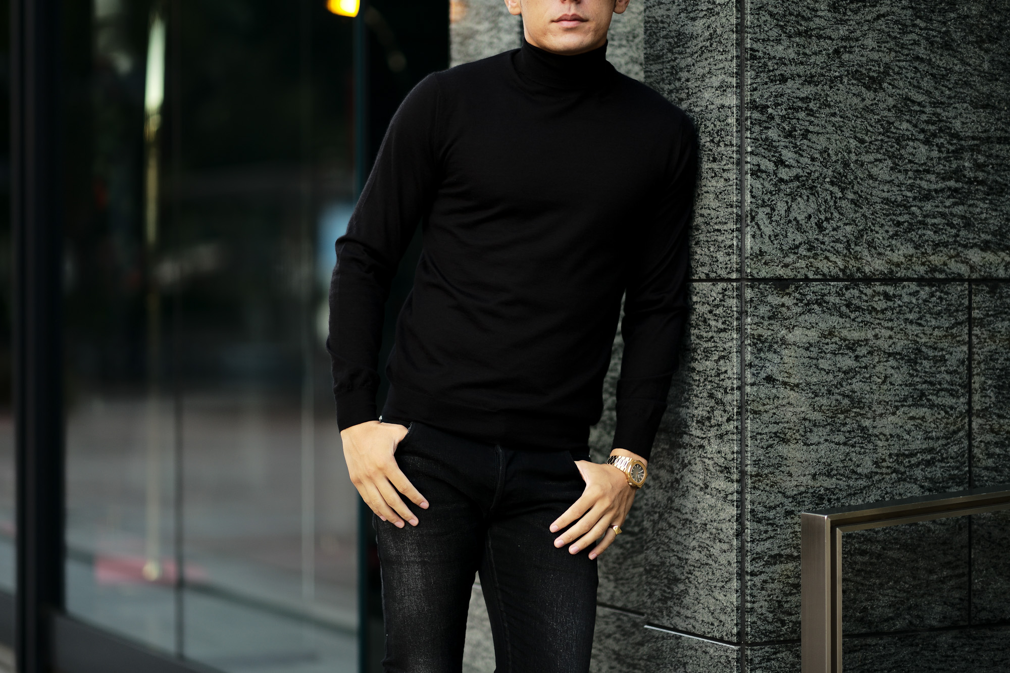 FEDELI (フェデリ) Silk Cashmere Turtle Neck Sweater シルクカシミア タートルネック セーター BLACK (ブラック・9) made in italy (イタリア製) 2021 秋冬新作 愛知 名古屋 Alto e Diritto altoediritto アルトエデリット シルカシニット