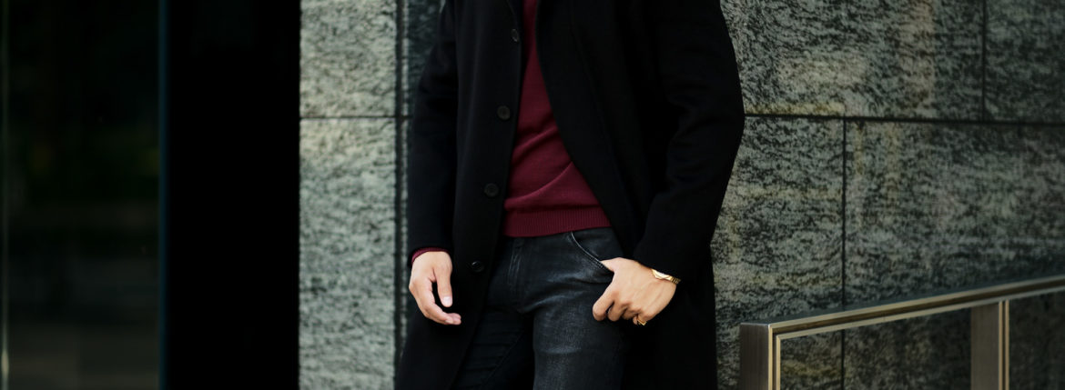 Finjack (フィンジャック) Cashmere Double Face Belted coat カシミア ダブルフェイス ベルテッド バルカラー コート BLACK (ブラック) MADE IN JAPAN (日本製) 2021 秋冬新作のイメージ