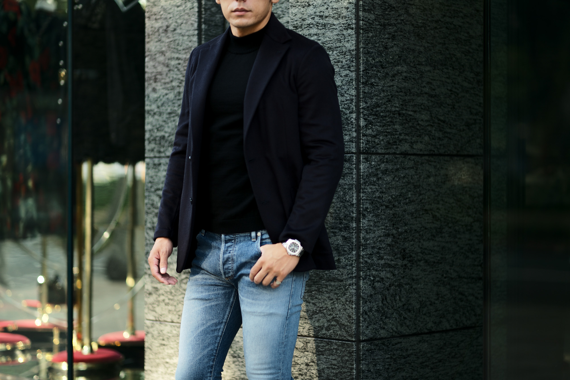 Finjack (フィンジャック) Cashmere 2B Jacket ヌーヴォラライン カシミヤ ジャケット NAVY (ネイビー) Made in italy (イタリア製) 2021 秋冬新作 愛知 名古屋 Alto e Diritto altoediritto アルトエデリット カシミアジャケット カシミヤジャケット