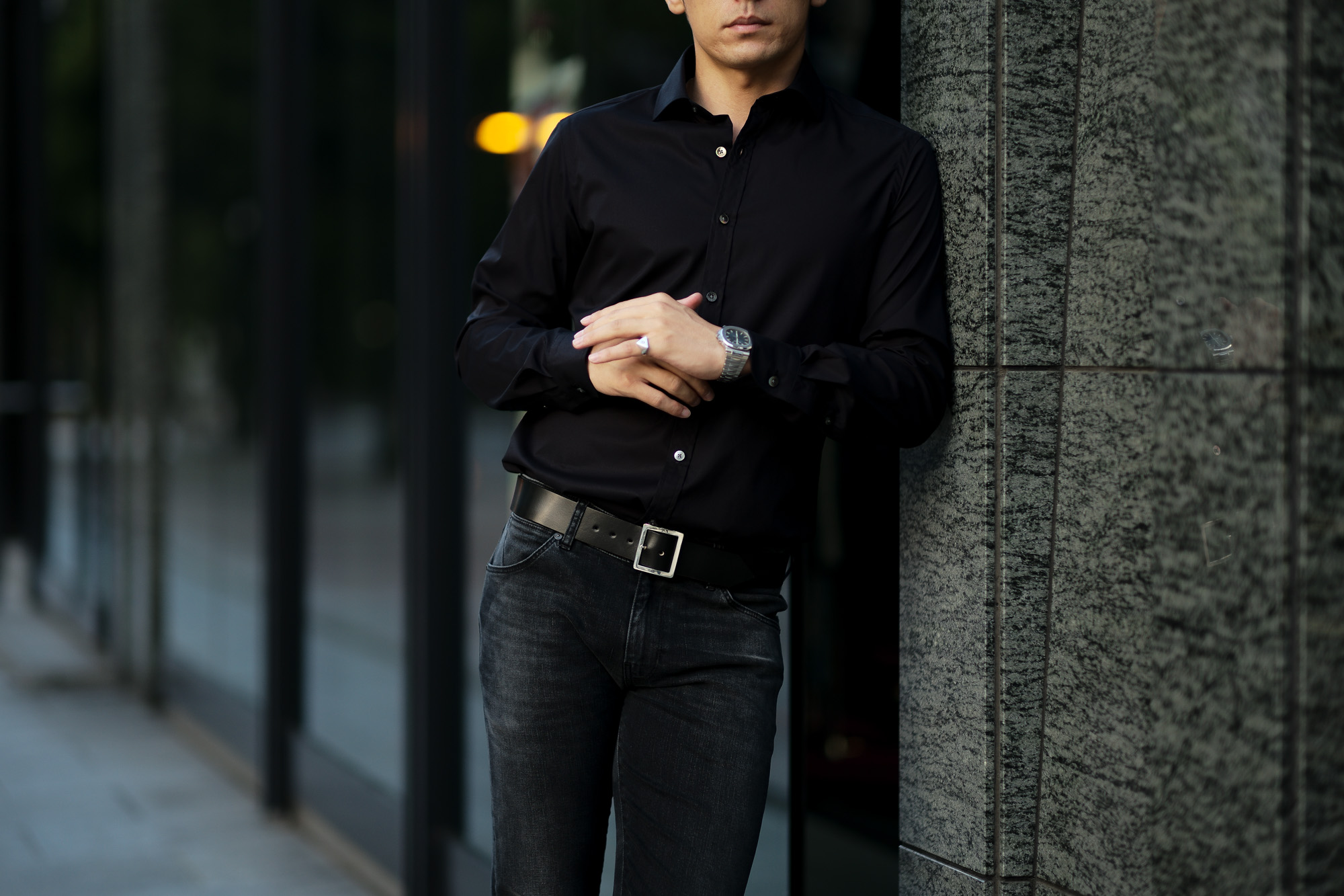 FIXER (フィクサー) FST-01(エフエスティー01) Broad Dress Shirts ストレッチコットン ブロード シャツ BLACK (ブラック) 【ご予約開始】【2021.10.04(Mon)～2021.10.07(Sun)】 愛知 名古屋 Alto e Diritto altoediritto アルトエデリット 黒シャツ ブラックシャツ