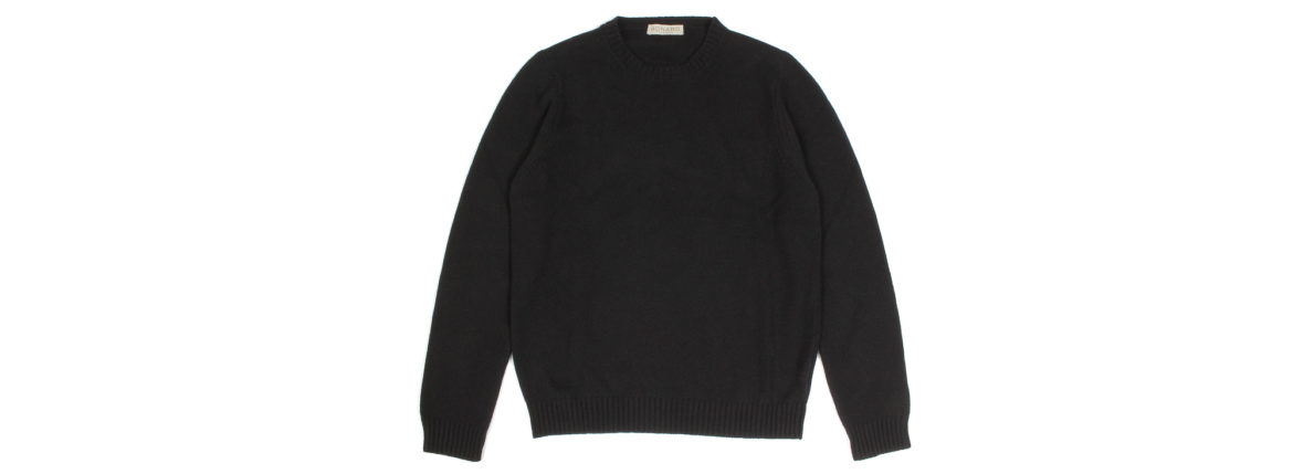 MONARO Loropiana Baby Cashmere 100% Crew Neck Sweater BLACK 2021AW MONARO (モナーロ) Baby Cashmere Crew Neck Sweater (ベビーカシミヤ クルーネック セーター) Loropiana (ロロピアーナ) Baby Cashmere 100% 7ゲージ ベビーカシミヤ ニット セーター BLACK (ブラック) MADE IN ITALY 愛知 名古屋 Alto e Diritto altoediritto アルトエデリット スペシャルモデル ミドルゲージ