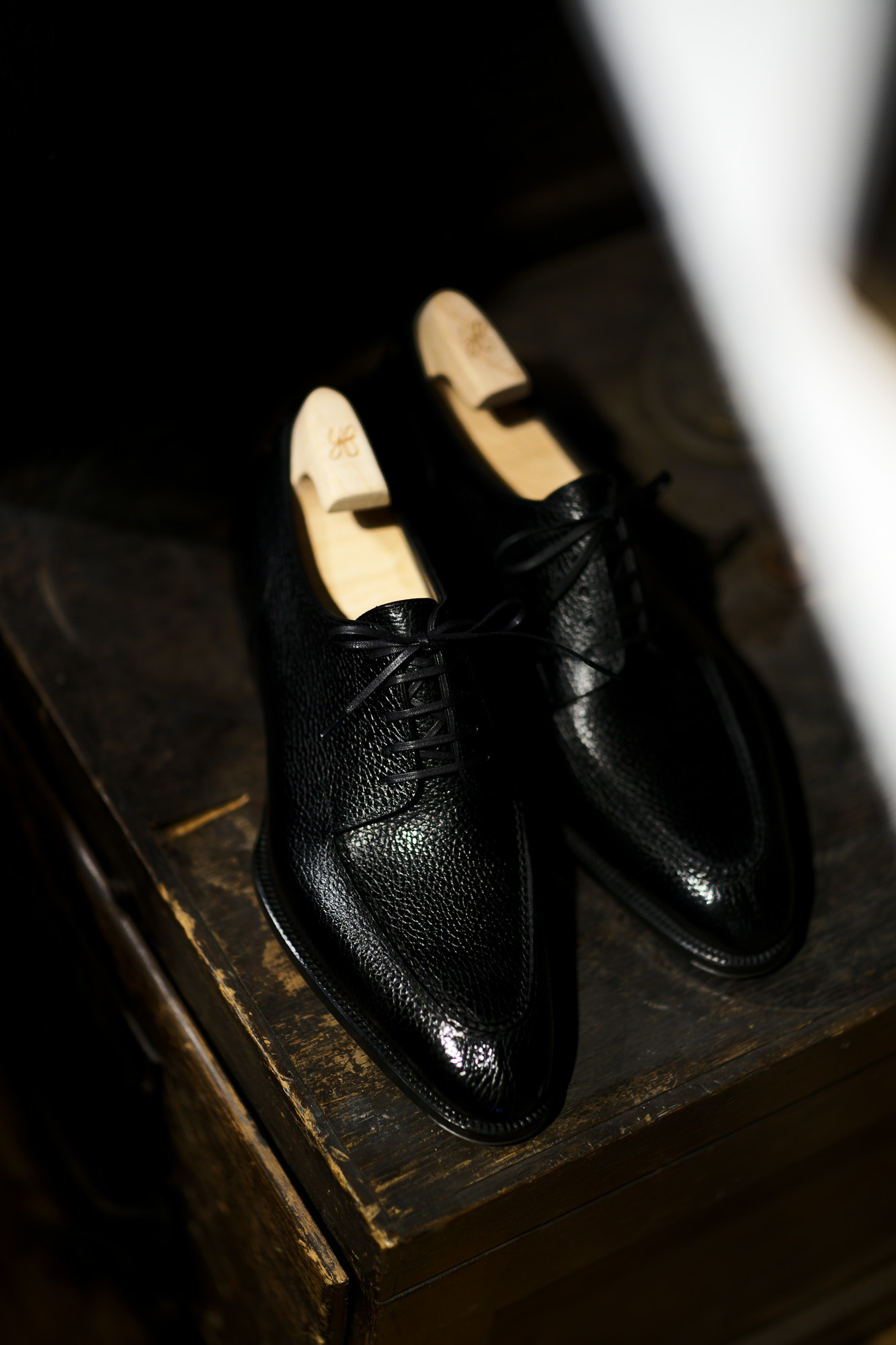 Yohei Fukuda "MTO" Split Toe Derby Shoes Black Big Grain 2021 ヨウヘイフクダ スプリットトゥーダービーシューズ ドレスシューズ 愛知 名古屋 Alto e Diritto altoediritto アルトエデリット Half Rubber Round Toe High Shine シューツリー