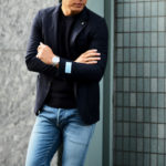 BELVEST (ベルベスト) LIGHTWEIGHT CAPSULE SINGLE JACKET 2PATCH SUPER110’s WOOL サージウール ジャケット ジャケット NAVY (ネイビー) Made in italy (イタリア製) 2021 秋冬新作のイメージ