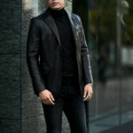 cuervo bopoha(クエルボ ヴァローナ) Satisfaction Leather Collection (サティスファクション レザー コレクション) LEON (レオン) BUFFALO LEATHER (バッファロー レザー) シングル テーラード ジャケット BLACK (ブラック) MADE IN JAPAN (日本製)のイメージ