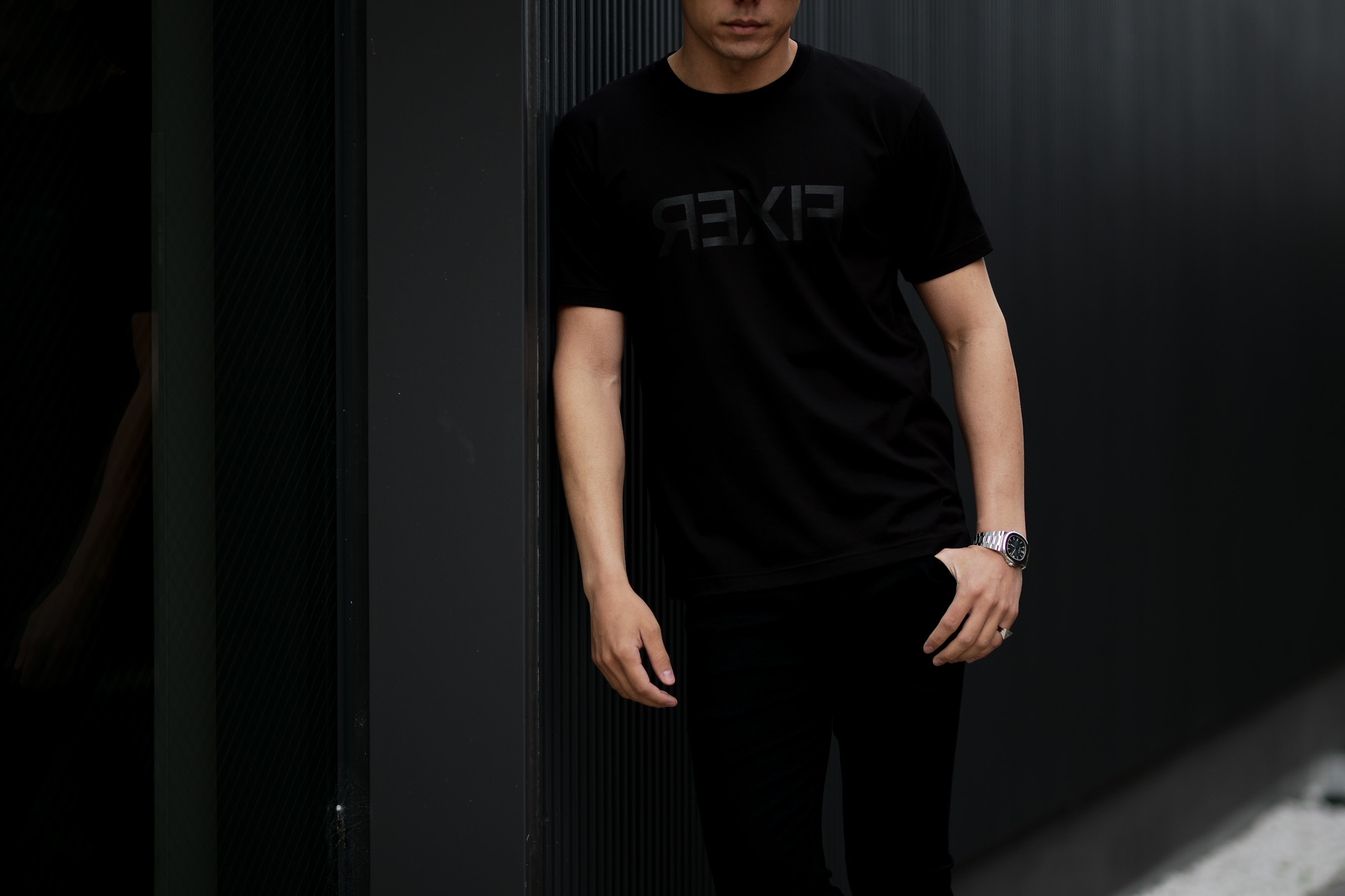 FIXER (フィクサー) FTS-03 Reverse Print Crew Neck T-shirt リバースプリント Tシャツ ALL BLACK (オールブラック) 【ご予約開始】【2021.4.17(Sat)～2021.5.03(Mon)】 愛知 名古屋 Alto e Diritto altoediritto アルトエデリット