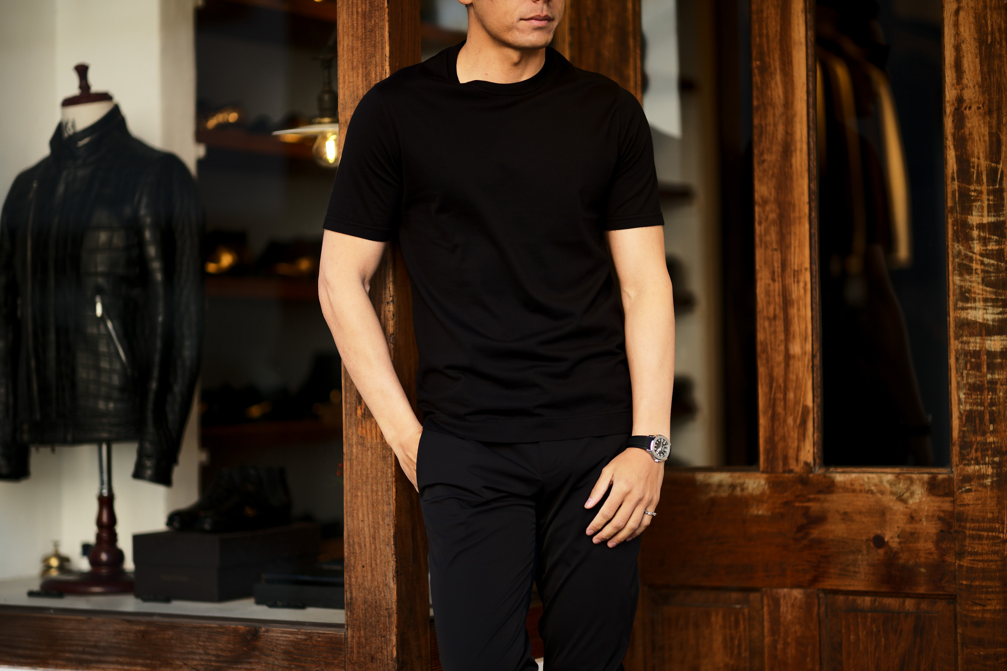 FEDELI(フェデーリ) Crew Neck T-shirt (クルーネック Tシャツ) ギザコットン Tシャツ BLACK (ブラック・36) made in italy (イタリア製) 2020 春夏 【ご予約開始】愛知 名古屋 altoediritto アルトエデリット TEE