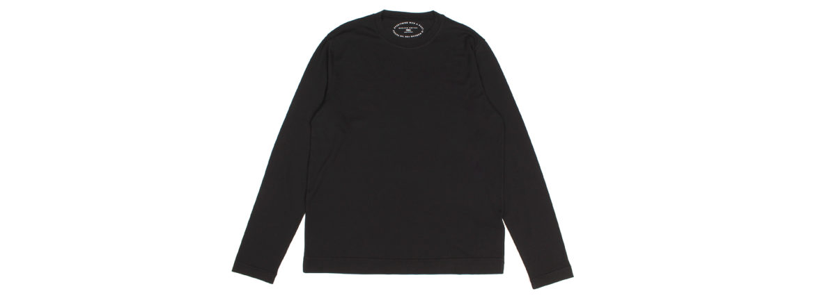 FEDELI (フェデリ) Long Sleeve Crew Neck T-shirt (ロングスリーブ Tシャツ) ギザコットン ロングスリーブ Tシャツ BLACK (ブラック・36) made in italy (イタリア製) 2022 春夏新作 【ご予約受付中】のイメージ