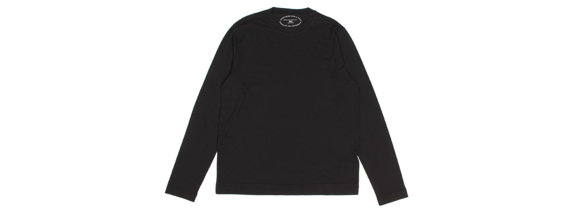 FEDELI (フェデリ) Long Sleeve Crew Neck T-shirt (ロングスリーブ Tシャツ) ギザコットン ロングスリーブ Tシャツ BLACK (ブラック・36) made in italy (イタリア製) 2022 春夏新作 愛知 名古屋 Alto e Diritto altoediritto アルトエデリット