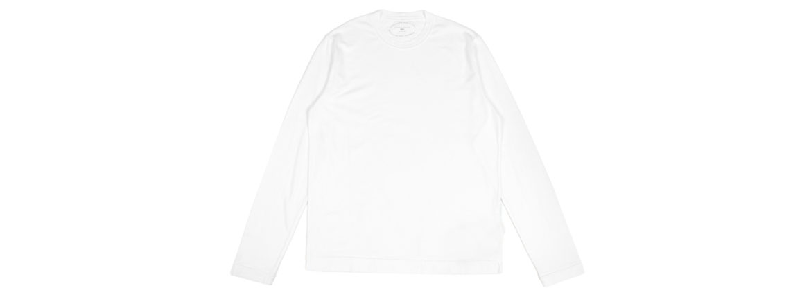 FEDELI (フェデリ) Long Sleeve Crew Neck T-shirt (ロングスリーブ Tシャツ) ギザコットン ロングスリーブ Tシャツ WHITE (ホワイト・41) made in italy (イタリア製) 2022 春夏 【ご予約受付中】のイメージ