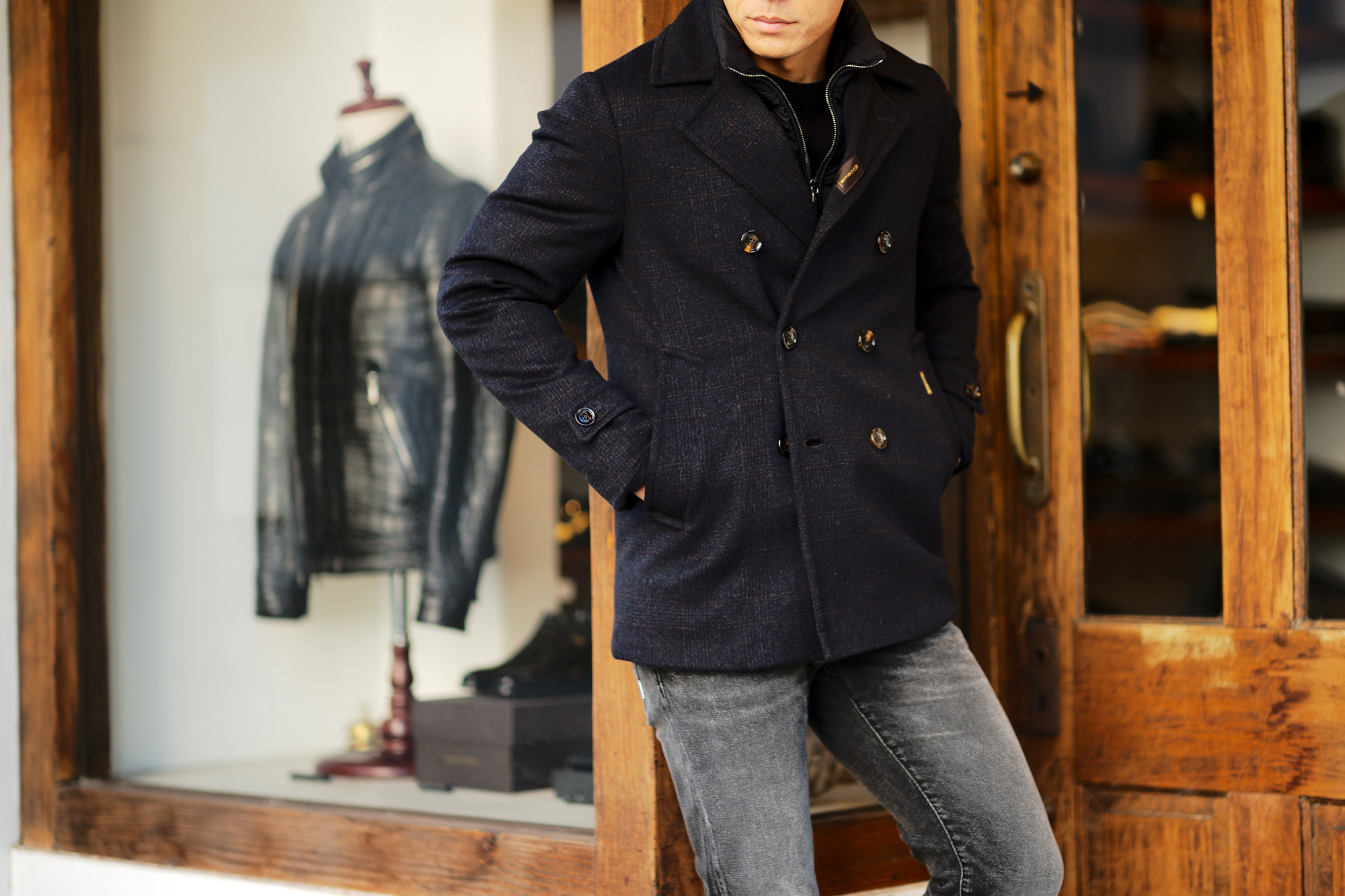 MOORER (ムーレー) BOLGI-EG (ボルギ) ホワイトグースダウン カシミア ダウン ピーコート DARK BLUE (ネイビー) Made in italy (イタリア製)  2021 秋冬新作 愛知 名古屋 Alto e Diritto altoediritto アルトエデリット ダウン ムーレーダウン