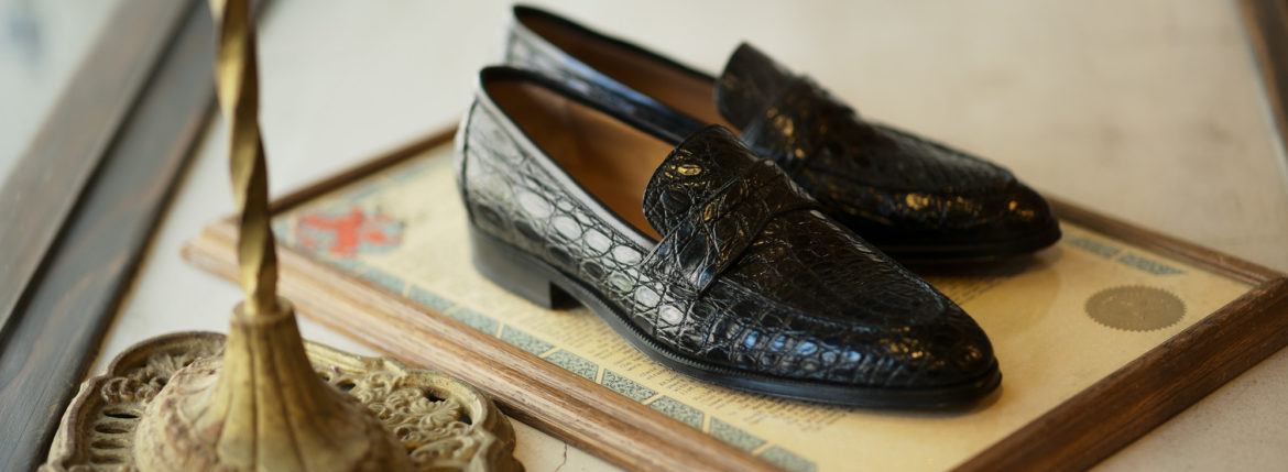 ENZO BONAFE (エンツォボナフェ) ART. EB-08 Crocodile Coin Loafer (クロコダイル コイン ローファー) Mat Crocodile Leather マット クロコダイル レザー ドレスシューズ ローファー NERO (ブラック) made in italy (イタリア製) 2020 春夏新作 愛知 名古屋 enzobonafe エンツォボナフェ eb08