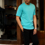 FEDELI(フェデリ) Crew Neck T-shirt (クルーネック Tシャツ) ギザコットン Tシャツ BLUE (ブルー・121) made in italy (イタリア製) 2022 春夏新作 【Special Color】のイメージ