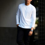 FEDELI (フェデリ) Long Sleeve Crew Neck T-shirt (ロングスリーブ Tシャツ) ギザコットン ロングスリーブ Tシャツ WHITE (ホワイト・41) made in italy (イタリア製) 2022 春夏新作 【入荷しました】【フリー分発売開始】のイメージ