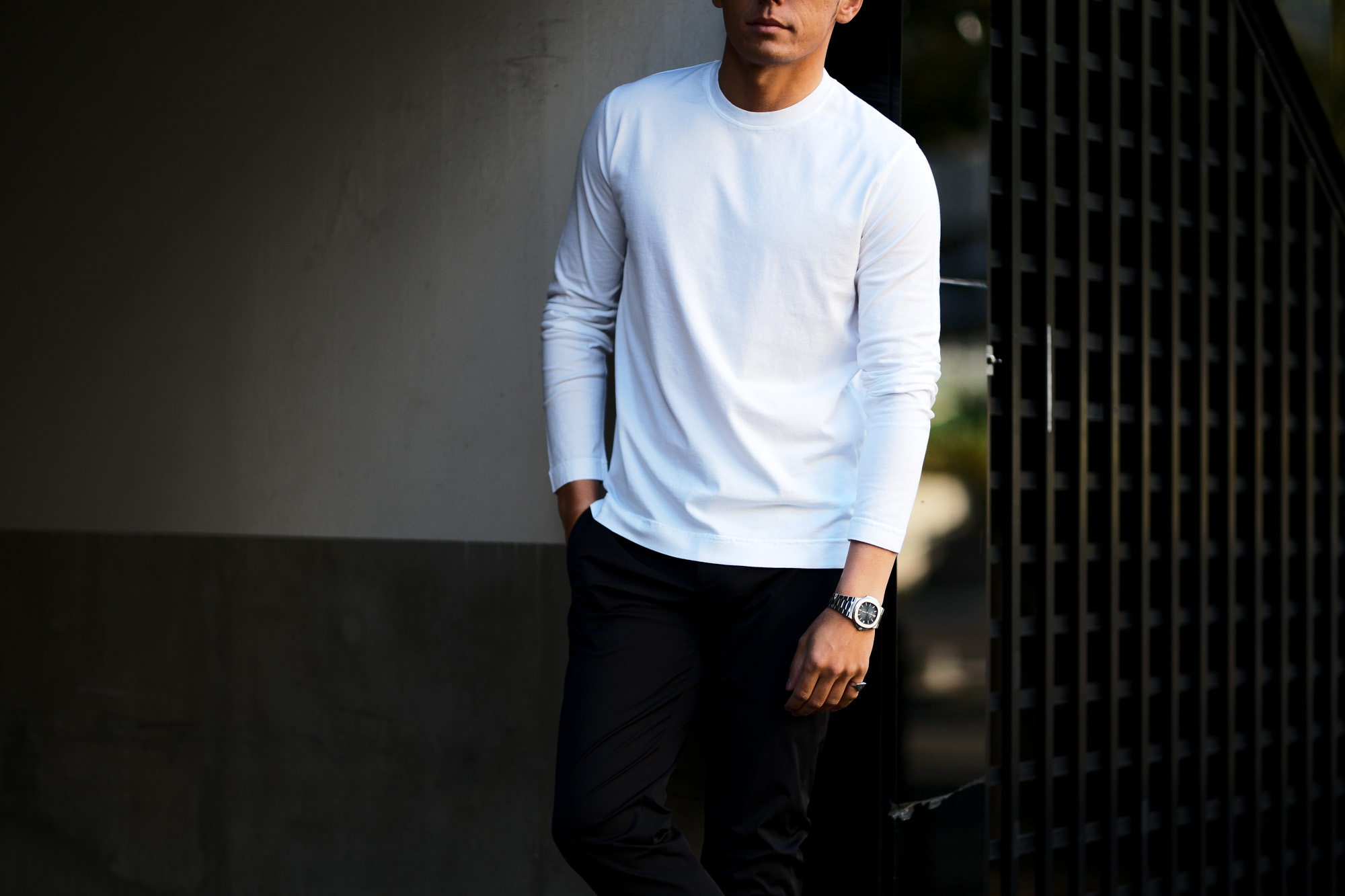 FEDELI (フェデリ) Long Sleeve Crew Neck T-shirt (ロングスリーブ Tシャツ) ギザコットン ロングスリーブ Tシャツ WHITE (ホワイト・41) made in italy (イタリア製) 2022 春夏 【ご予約受付中】 愛知 名古屋 Alto e Diritto altoediritto アルトエデリット ロンT ロングTシャツ