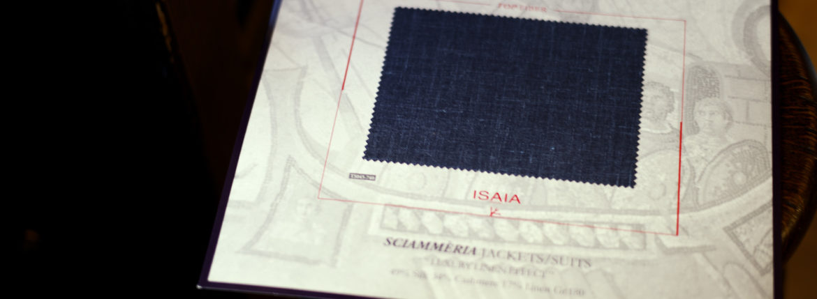 ISAIA / イザイア 【MADE TO MEASURE】【2022春夏】【Navy / 49％ Silk,34% Cashmere,17% Linen】 シャンパンゴールド 2022年3月19日 土曜 3月20日 日曜 ヘッドテーラー 片桐氏 3/19,3/20ご来店 オーダー会 受注会 愛知 名古屋 Alto e Diritto altoediritto アルトエデリット ジャケット SILK 49 CASHMERE 34 LINEN 17 シルク カシミヤ リネン カシミヤ 60 シルク 32 リネン 8 NAVY ネイビー