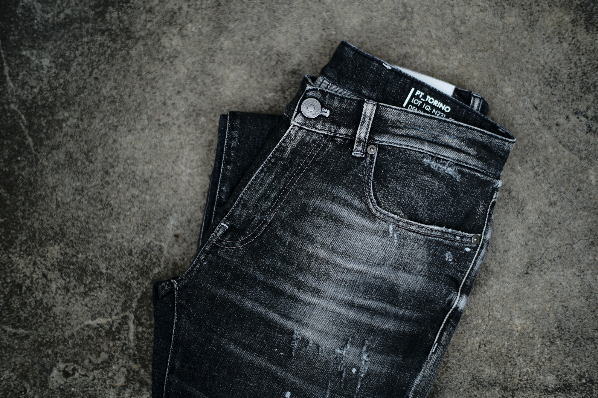 PT TORINO DENIM "ROCK" BLACK CRUSH・MK39 2022秋冬 【ご予約開始】ピーティートリノデニム ロック ストレッチデニムパンツ ダメージデニム クラッシュデニム 愛知 名古屋 Alto e Diritto altoediritto アルトエデリット