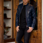 CINQUANTA(チンクアンタ) H502 STAND COLLAR RIDERS (スタンド カラー ジャケット) LAMB NAPPA LEATHER ナッパレザー シングル ライダース ジャケット AVIO SILVER(ネイビー シルバー) Made in italy (イタリア製) 2022 春夏新作のイメージ
