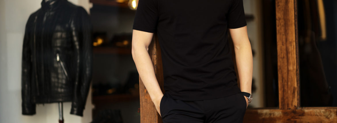FEDELI(フェデリ) Crew Neck T-shirt (クルーネック Tシャツ) ギザコットン Tシャツ BLACK (ブラック・36) made in italy (イタリア製) 2022 春夏新作のイメージ