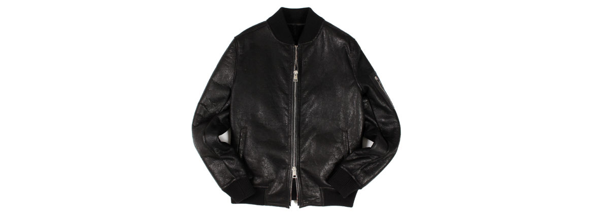 Solleciti (ソレシティ) MA-1 FLIGHT JACKET (MA-1 フライトジャケット) Cracked Muton (クラックムートン) フライトジャケット BLACK (ブラック) Made in italy (イタリア製)のイメージ