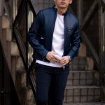 CINQUANTA(チンクアンタ) H502 STAND COLLAR RIDERS (スタンド カラー ジャケット) LAMB NAPPA LEATHER ナッパレザー シングル ライダース ジャケット AVIO SILVER(ネイビー シルバー) Made in italy (イタリア製) 2022 春夏新作のイメージ