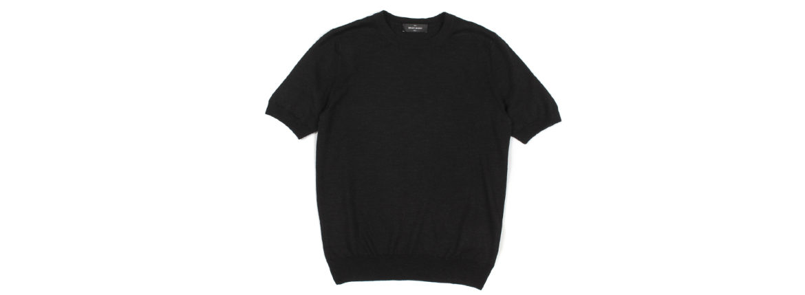 Gran Sasso (グランサッソ) Cashmere Silk Linen Knit T-shirt (カシミヤシルクリネン ニット Tシャツ) クルーネック ニット Tシャツ BLACK (ブラック・099) made in italy (イタリア製) 2022 春夏新作 【入荷しました】【フリー分発売開始】のイメージ