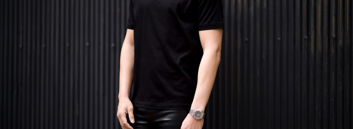 Gran Sasso (グランサッソ) Crew Neck T-shirt (クルーネック Tシャツ) Mercerised Cotton マーセライズドコットン Tシャツ BLACK (ブラック・099) made in italy (イタリア製) 2022春夏新作 【入荷しました】【フリー分発売開始】愛知 名古屋 Alto e Diritto altoediritto アルトエデリット