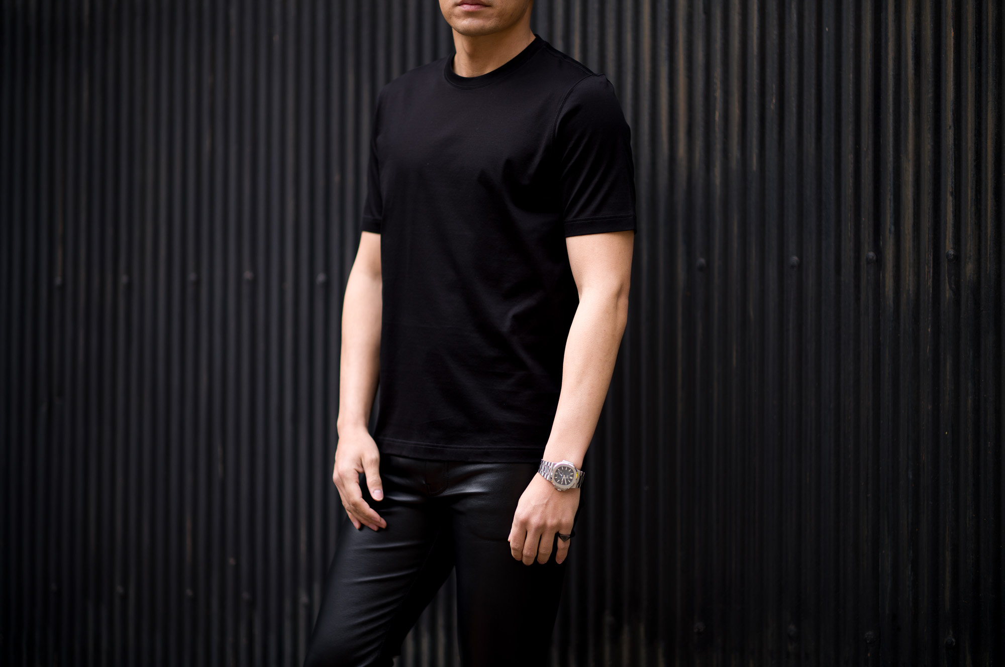 Gran Sasso (グランサッソ) Crew Neck T-shirt (クルーネック Tシャツ) Mercerised Cotton マーセライズドコットン Tシャツ BLACK (ブラック・099) made in italy (イタリア製) 2022春夏新作 【入荷しました】【フリー分発売開始】愛知 名古屋 Alto e Diritto altoediritto アルトエデリット