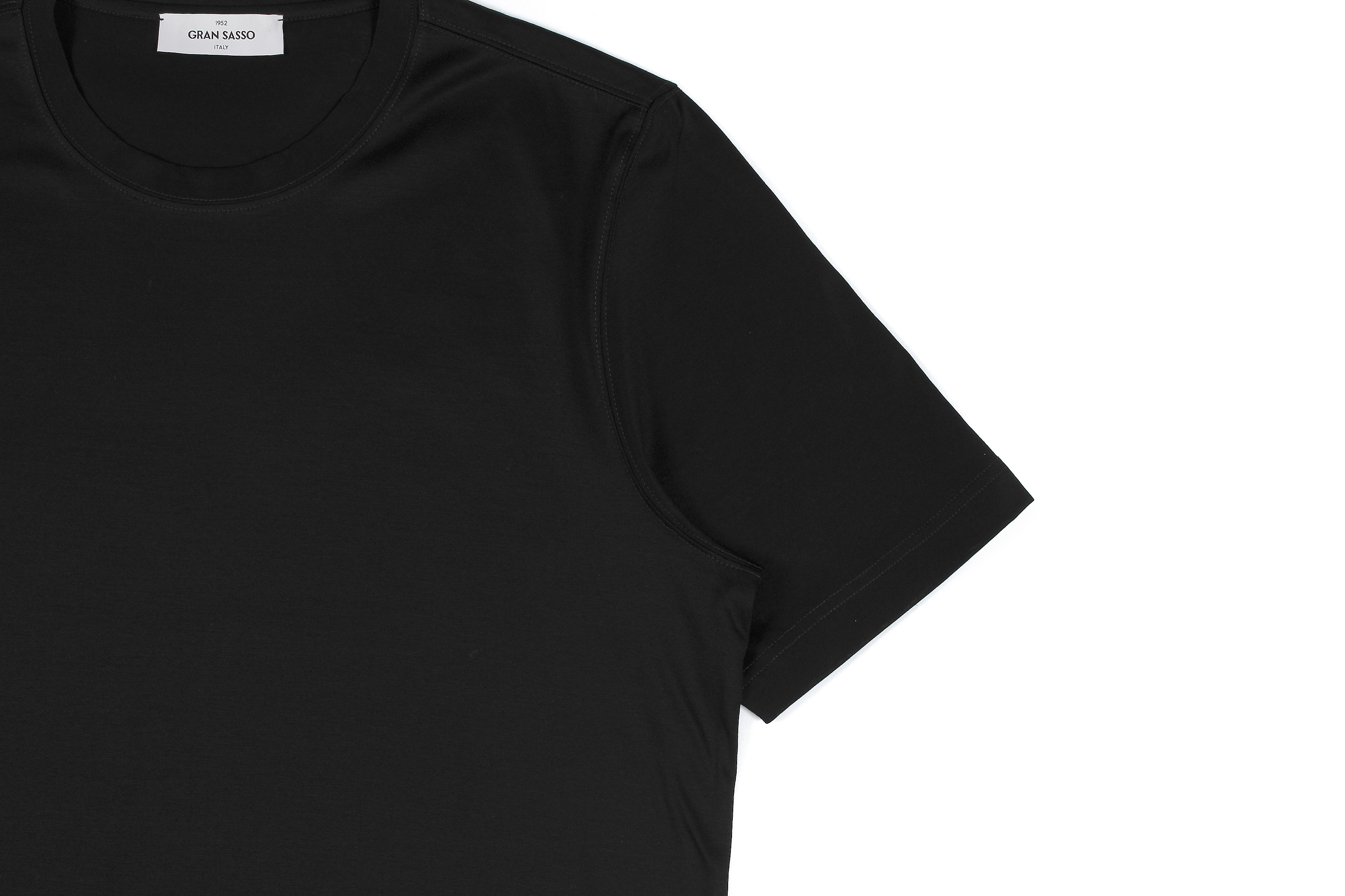Gran Sasso (グランサッソ) Crew Neck T-shirt (クルーネック Tシャツ) Mercerised Cotton マーセライズドコットン Tシャツ BLACK (ブラック・099) made in italy (イタリア製) 2022春夏新作 【入荷しました】【フリー分発売開始】愛知 名古屋 Alto e Diritto altoediritto アルトエデリット