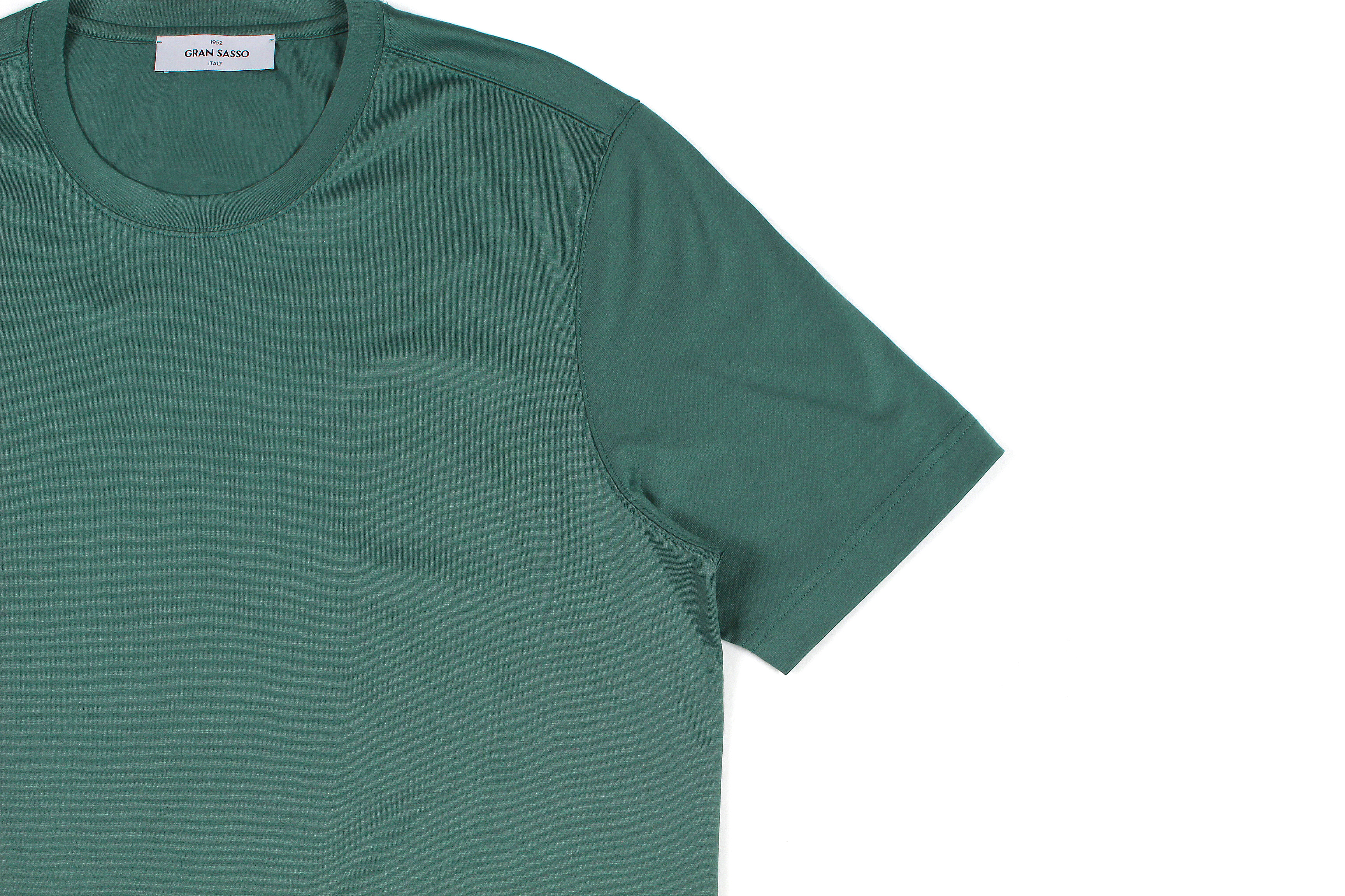 Gran Sasso (グランサッソ) Crew Neck T-shirt (クルーネック Tシャツ) Mercerised Cotton マーセライズドコットン Tシャツ GREEN (グリーン・481) made in italy (イタリア製) 2022秋冬新作 【入荷しました】【フリー分発売開始】愛知 名古屋 Alto e Diritto altoediritto アルトエデリット