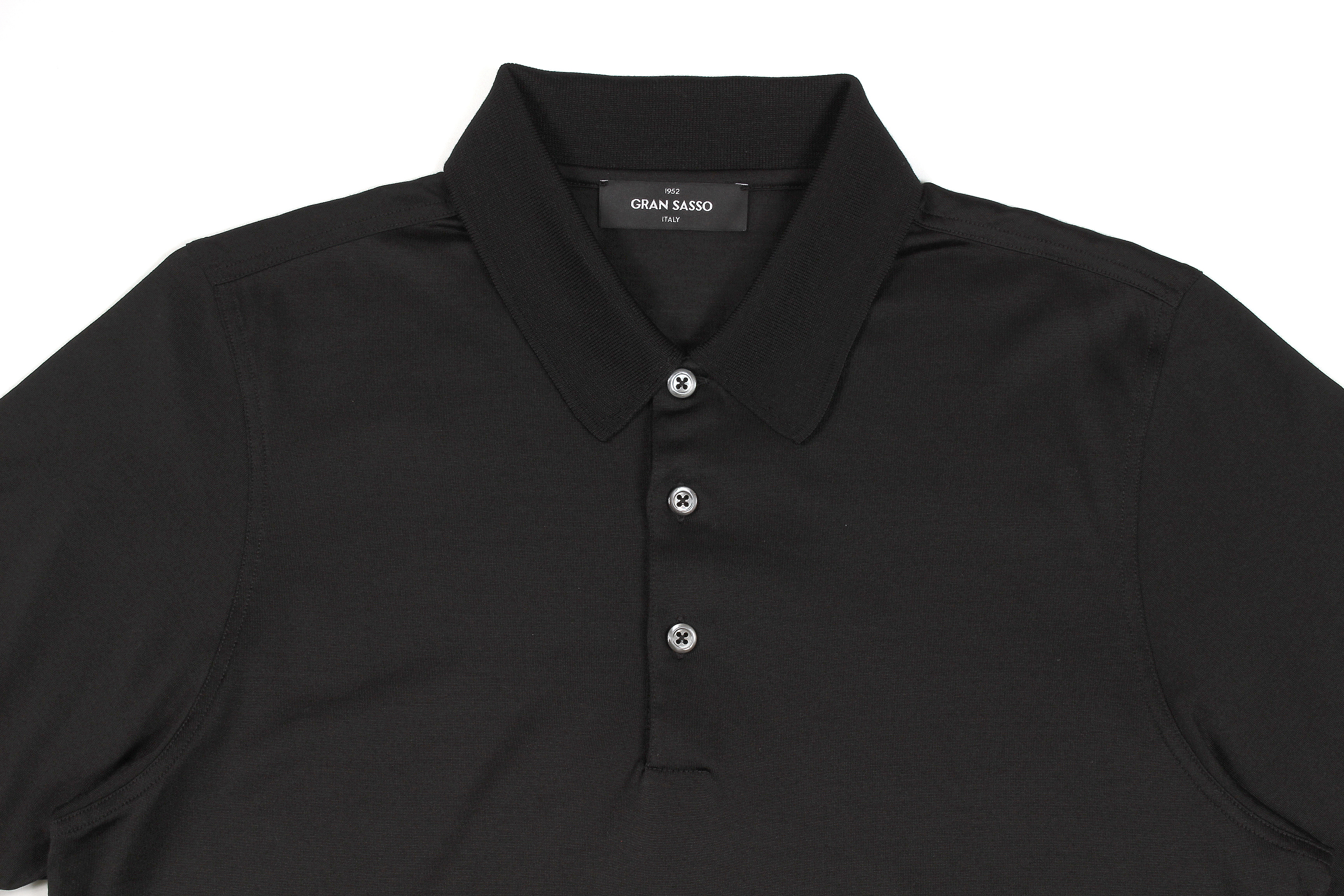 Gran Sasso (グランサッソ) Silk Polo Shirt (シルクポロシャツ) SETA (シルク 100%) シルク ポロシャツ BLACK (ブラック・303) made in italy (イタリア製) 2022 春夏新作 【入荷しました】【フリー分発売開始】愛知 名古屋 Alto e Diritto altoediritto アルトエデリット 