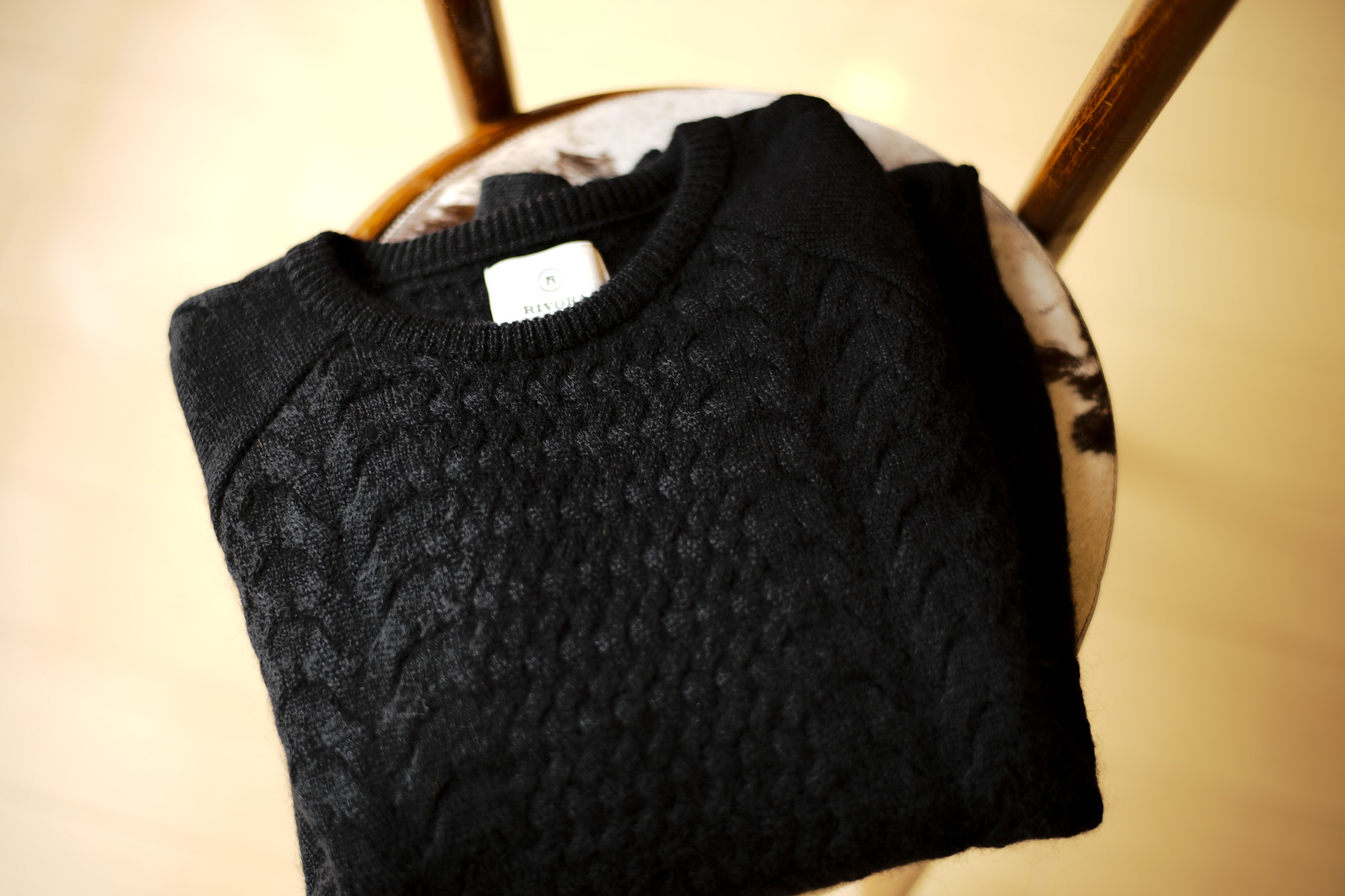 RIVORA(リヴォラ) Mohair Multi Cable Pull Over クルーネックセーター BLACK(ブラック・010),WHITE(ホワイト・030) 2022秋冬 【Special Model】 愛知 名古屋 Alto e Diritto altoediritto アルトエデリット 