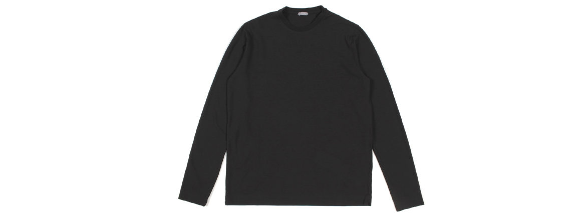 ZANONE (ザノーネ) Long Sleeve Crew Neck T-shirt (ロングスリーブ クルーネック Tシャツ) ice cotton アイスコットン ロングスリーブ Tシャツ BLACK (ブラック・Z0015) MADE IN ITALY(イタリア製) 2022春夏新作 【入荷しました】【フリー分発売開始】愛知 名古屋 Alto e Diritto altoediritto アルトエデリット