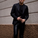 cuervo bopoha (クエルボ ヴァローナ) Sartoria Collection (サルトリア コレクション) Gaudí (ガウディ) DORMEUIL (ドーメル) CELEBRATION セレブレーション ウール ストライプ ジャケット BLACK (ブラック) MADE IN JAPAN (日本製) 2022 【Special Model】【ご予約受付中】のイメージ