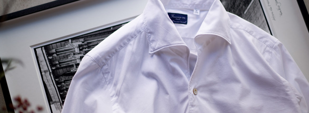 Finamore (フィナモレ) SEUL ITALIAN COLOR STRETCH COTTON SHIRTS ストレッチコットン ワンピースカラー シャツ WHITE (ホワイト・01) made in italy (イタリア製) 2022 春夏新作 愛知 名古屋 altoediritto アルトエデリット シャツ 長袖シャツドレスシャツ