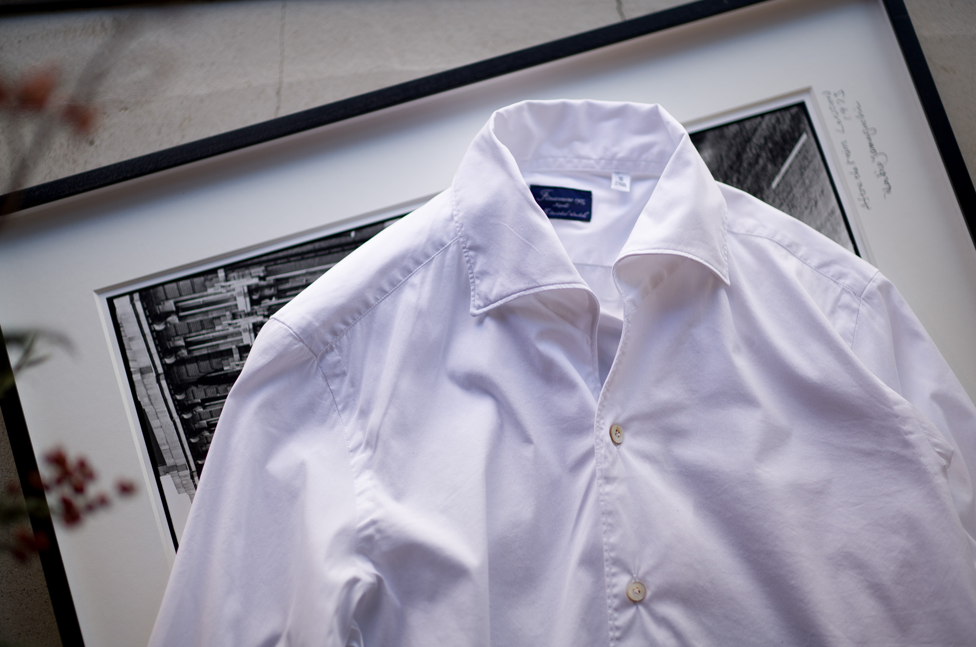 Finamore (フィナモレ) SEUL ITALIAN COLOR STRETCH COTTON SHIRTS ストレッチコットン ワンピースカラー シャツ WHITE (ホワイト・01) made in italy (イタリア製) 2022 春夏新作 愛知 名古屋 altoediritto アルトエデリット シャツ 長袖シャツドレスシャツ