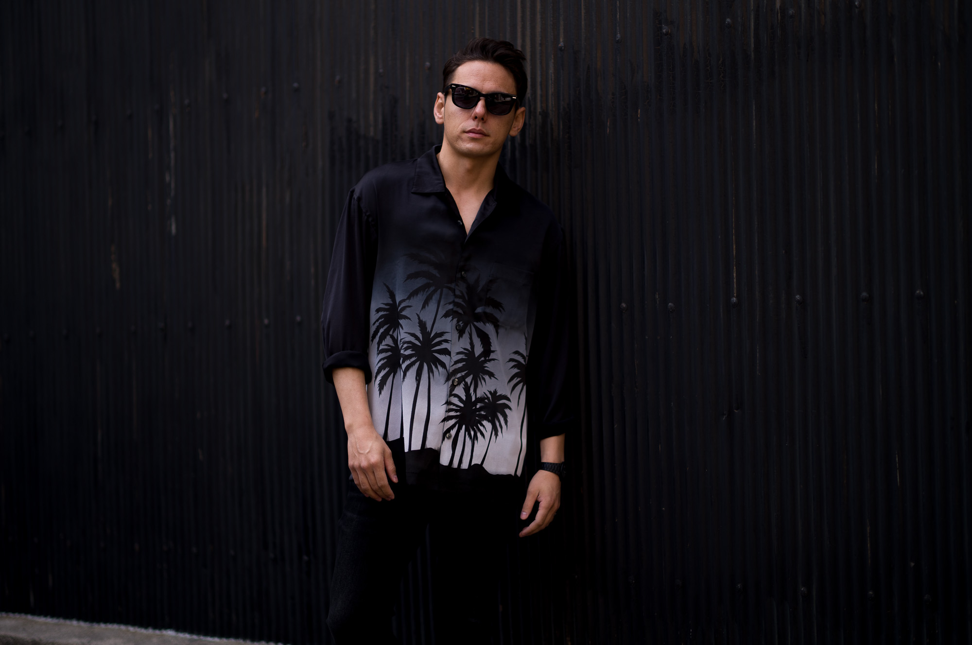 ISAMU KATAYAMA BACKLASH (イサムカタヤマ バックラッシュ) Hand Draw Aloha L/S SHIRTS No.1986-02 (ハンドドローアロハ L/S) ハンドプリント アロハシャツ BLACK (ブラック) MADE IN JAPAN (日本製) 2022 春夏新作 愛知 名古屋 Alto e Diritto altoediritto アルトエデリット