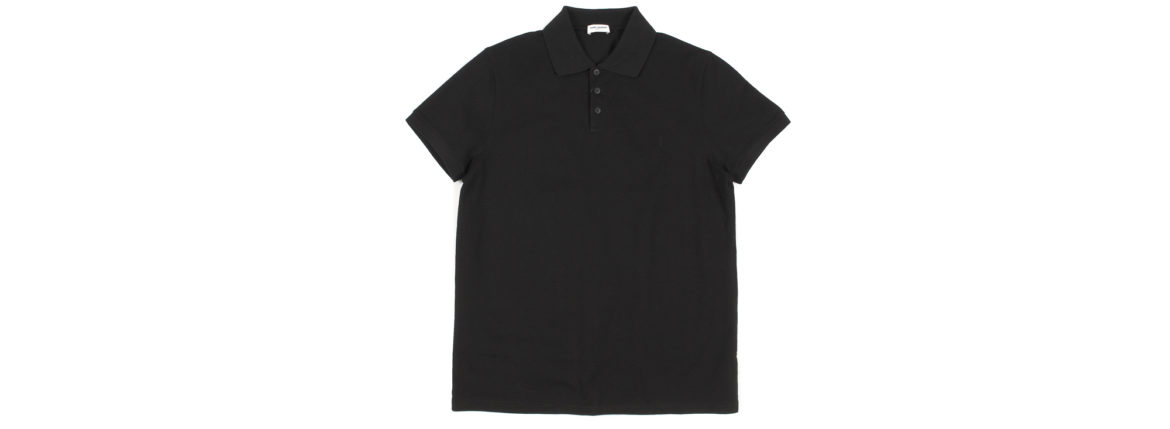 SAINT LAURENT (サンローラン) MONOGRAM POLO SHIRT (モノグラム ポロシャツ) COTTON PIQUE (コットンピケ) ポロシャツ BLACK (ブラック) Made in italy (イタリア製) 2022 愛知 名古屋 Alto e Diritto altoediritto アルトエデリット ポロ